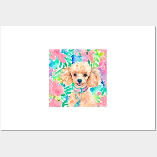 Lilly Pulitzer inspired cute preppy Poodle Posters and Art